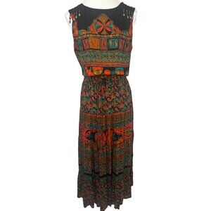 Carole LIttle  Tribal Aztec Vintage Maxi Dress Ladies Size Large Sleeveless